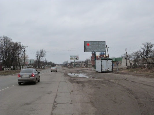 Щит 6x3,  Песчаное, ул. Киевская, перекрёсток с ул. Индустриальной, район супермаркета «Оптовичок»